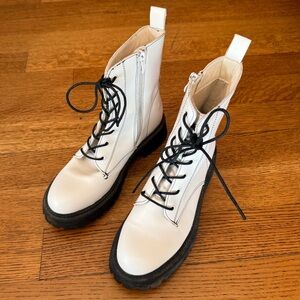 Nasty Gal White Lace-Up Combat Boots